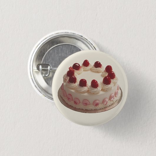 Elegante Erdbeere Button (Vorne & Hinten)