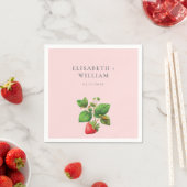 Elegante Erdbeeren und Peonies Personalisiert Serviette (Beispiel)