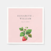 Elegante Erdbeeren und Peonies Personalisiert Serviette (Vorderseite)