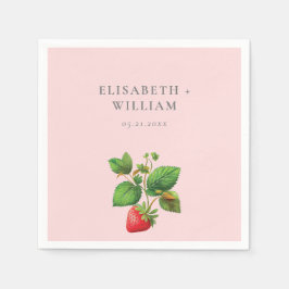 Elegante Erdbeeren und Peonies Personalisiert Serviette