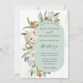 Elegante Erdblüten, magere grüne Oval Hochzeit Einladung (Vorderseite)