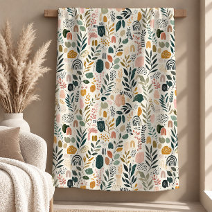Elegante erdige Boho-Regenbogen-Blumen-Decke Fleecedecke