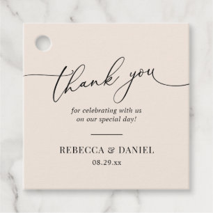 Elegante erdige Boho-Rosé-Hochzeits-Dankeschön Geschenkanhänger