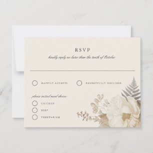 Elegante erdige florale Creme-RSVP-Antwortkarte Einladung