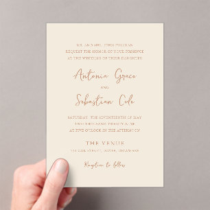 Elegante erdige Neutrale Moderne Hochzeit Acryleinladungen