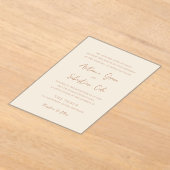 Elegante erdige Neutrale Moderne Hochzeit Acryleinladungen (Ablage )