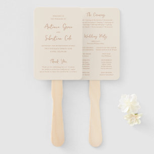 Elegante erdige neutrale moderne Hochzeitsprogramm Fächer