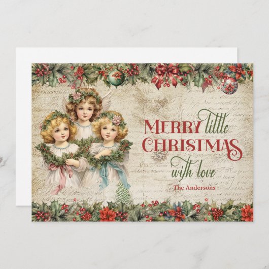 Elegante Erdtönen Weihnachten Viktorianische Engel (Vorne/Hinten)