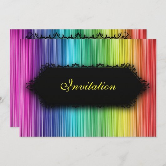 Elegante Ereignis-schwarzer Regenbogen-Vorhang Einladung (Vorne/Hinten)