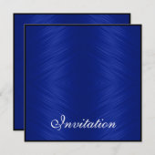 Elegante Ereignisse Cobalt Blue Pattern Schwarz Einladung (Vorne/Hinten)