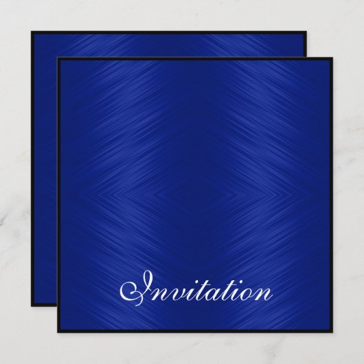 Elegante Ereignisse Cobalt Blue Pattern Schwarz Einladung (Vorne/Hinten)