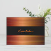 Elegante Ereignisse Gold Kupferbronze Schwarz Einladung (Stehend Vorderseite)