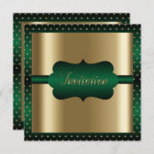 Elegante Ereignisse | Grün und Gold Einladung (Vorne/Hinten)