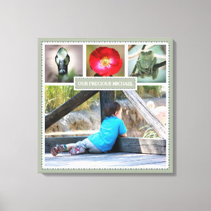 Elegante Erinnerungen FotoCollage mit Namen Leinwanddruck