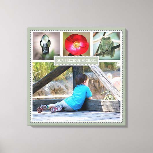 Elegante Erinnerungen FotoCollage mit Namen Leinwanddruck (Vorderseite)