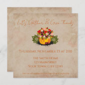 Elegante Erntedank Family Friends Pumpkin Blätter Einladung (Vorne/Hinten)