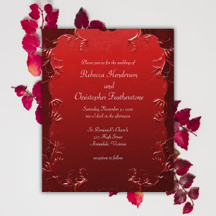 Elegante, erschwingliche rote Pergament-Hochzeitse Flyer