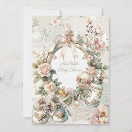 Elegante erste Blüten-Baby-Shower-Einladung mit Fl Einladung