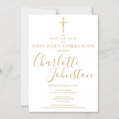 Elegante Erste Goldsignatur der Heiligen Kommunion Magneteinladung (Vorderseite)