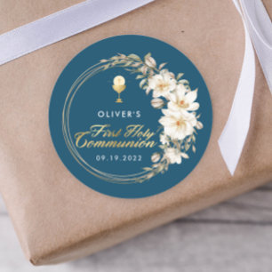 Elegante Erste Heilige Kommune Runder Aufkleber