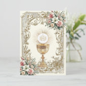 Elegante Erste Heilige Kommunion Einladung (Stehend Vorderseite)