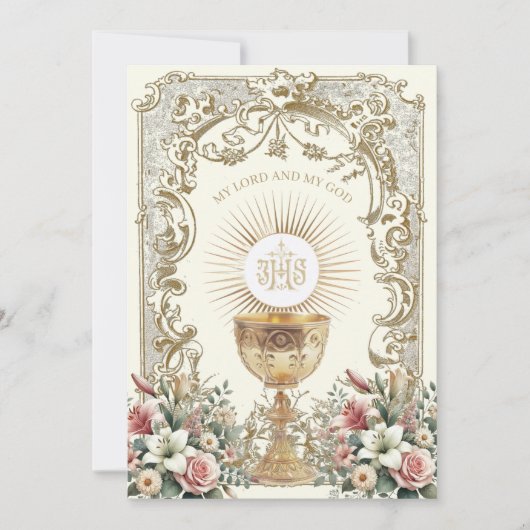 Elegante Erste Heilige Kommunion Einladung (Vorderseite)