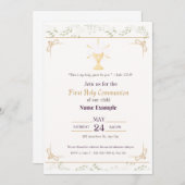 Elegante Erste Heilige Kommunion Einladung | Gold (Vorne/Hinten)