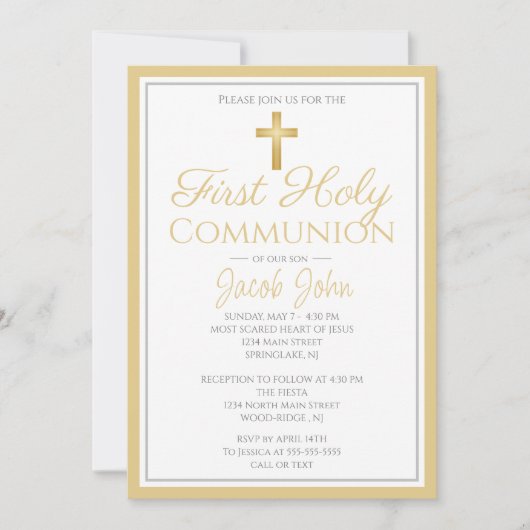 Elegante Erste Heilige Kommunion Einladungen für J (Vorderseite)