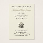 Elegante Erste Heilige Kommunion Erinnerungskarte (Rückseite)