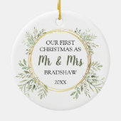 Elegante erste Weihnachten als Mr. & Mrs. Keramik Ornament (Hinten)