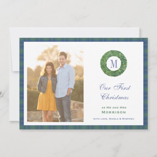 Elegante erste Weihnachten als Mr. und Mrs. Monogr (Vorderseite)