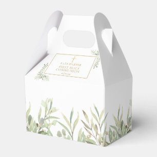 Elegante Erstkommunion-Geschenkbox mit Grünpflanze Geschenkschachtel