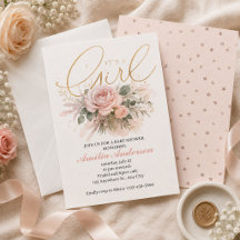 Elegante "Es ist ein Mädchen" Aquarell-Rose und Go