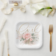 Elegante "Es ist ein Mädchen" Aquarell-Rose und Go