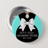 Elegante Ethnic Aqua Baby & Co Tiffany Babydusche Button (Vorne & Hinten)