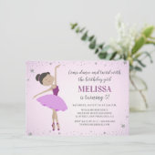 Elegante Ethnic Ballerina Lila Girl Birthday Einladung (Stehend Vorderseite)