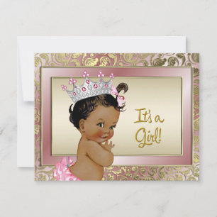 Elegante Ethnic Princess Pink und Gold Baby Dusche Einladung