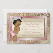 Elegante Ethnic Princess Pink und Gold Baby Dusche Einladung (Rückseite)