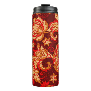 Elegante ethnische Blume Nahtloses Muster Thermosbecher