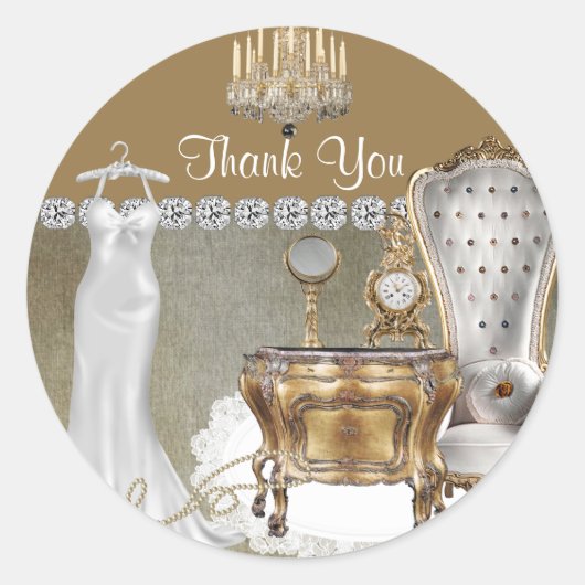 Elegante ETIKETTEN FÜR POLTERABEND GÜNSTIG DANKEN Runder Aufkleber (Vorderseite)