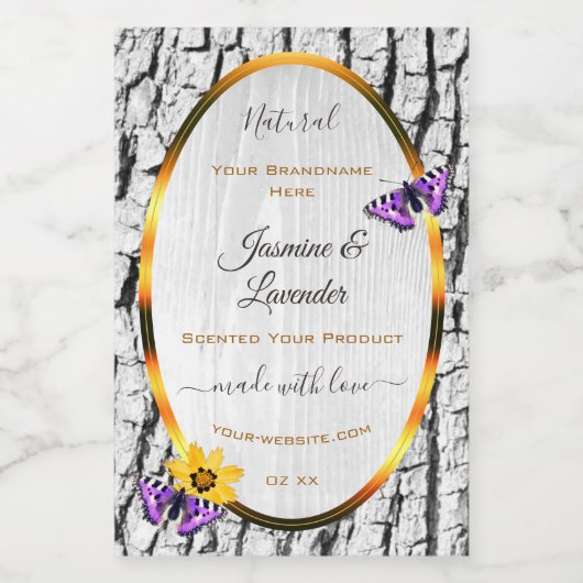 Elegante Etiketten für Weißholz-Körner-Baumrinde (Einzelnes Label)