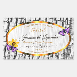 Elegante Etiketten für Weißholz-Körner-Baumrinde Rechteckiger Aufkleber