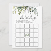 Elegante Eucalyptus Bingo Brautparty Game Card Einladung (Vorderseite)
