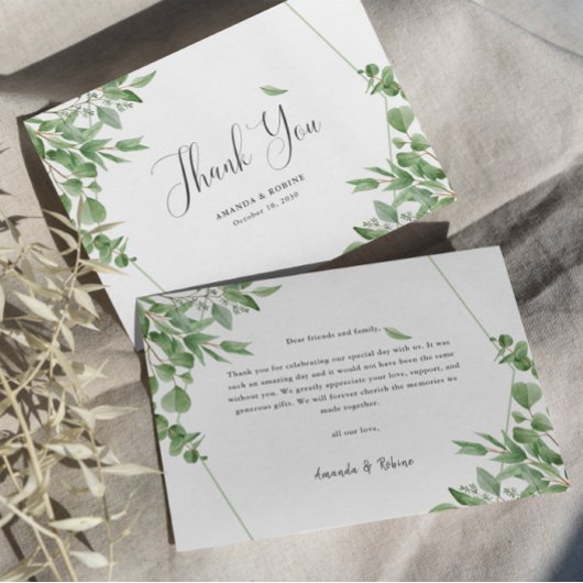 Elegante Eucalyptus-Blätter Dankeskarte