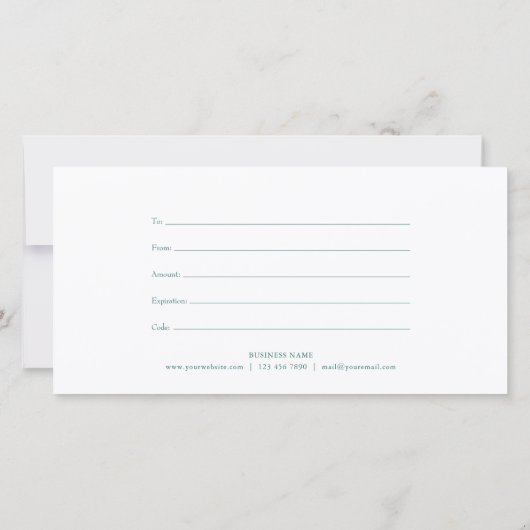 Elegante Eucalyptus-Blätter Geschenkgutschein (Rückseite)