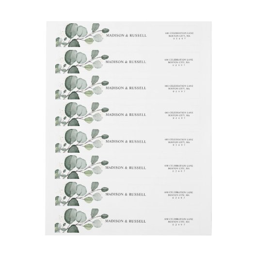 Elegante Eucalyptus-Blätter Rücksendeadresse (Bogen)