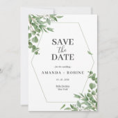 Elegante Eucalyptus-Blätter Save The Date (Vorderseite)