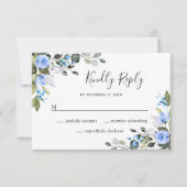 Elegante Eucalyptus Blue Rose Wedding RSVP Card (Vorderseite)