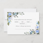 Elegante Eucalyptus Blue Rose Wedding RSVP Card Karte (Rückseite)