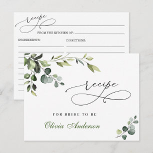 Elegante Eucalyptus Boho Brautparty Rezept Card Postkarte